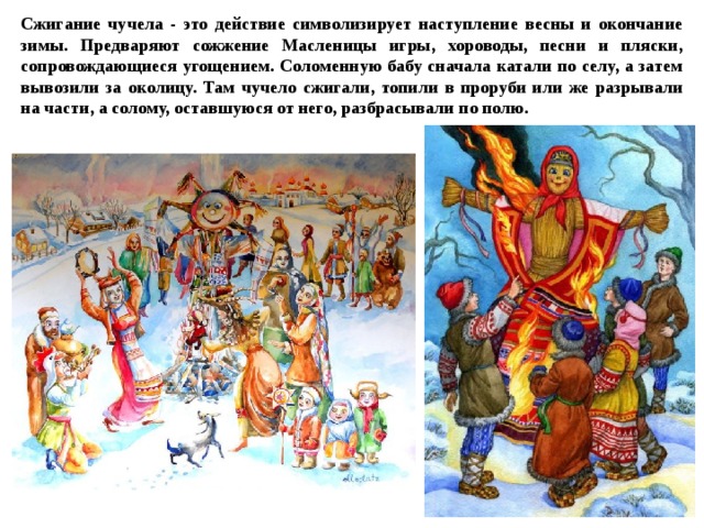 Масленица сжигание чучела рисунок
