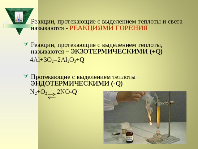 Какие реакции экзотермические