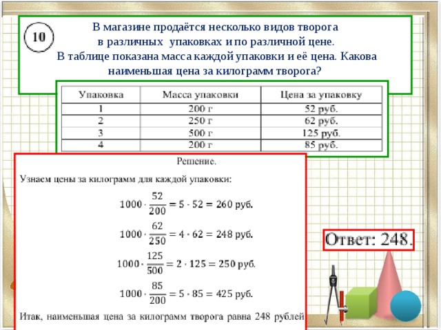 Масса четырех пакетов