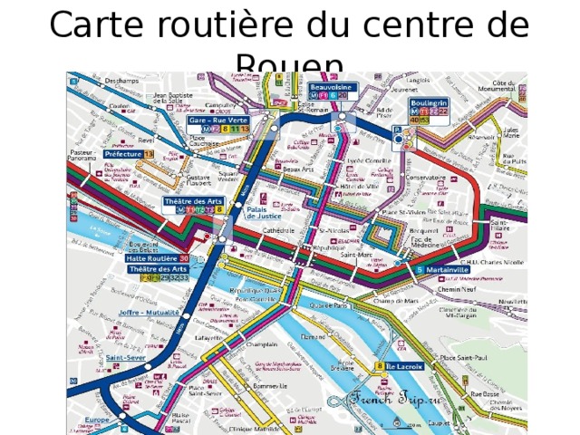 Carte routière du centre de Rouen 