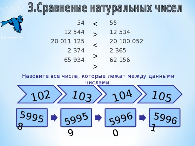 Сравнение натуральных