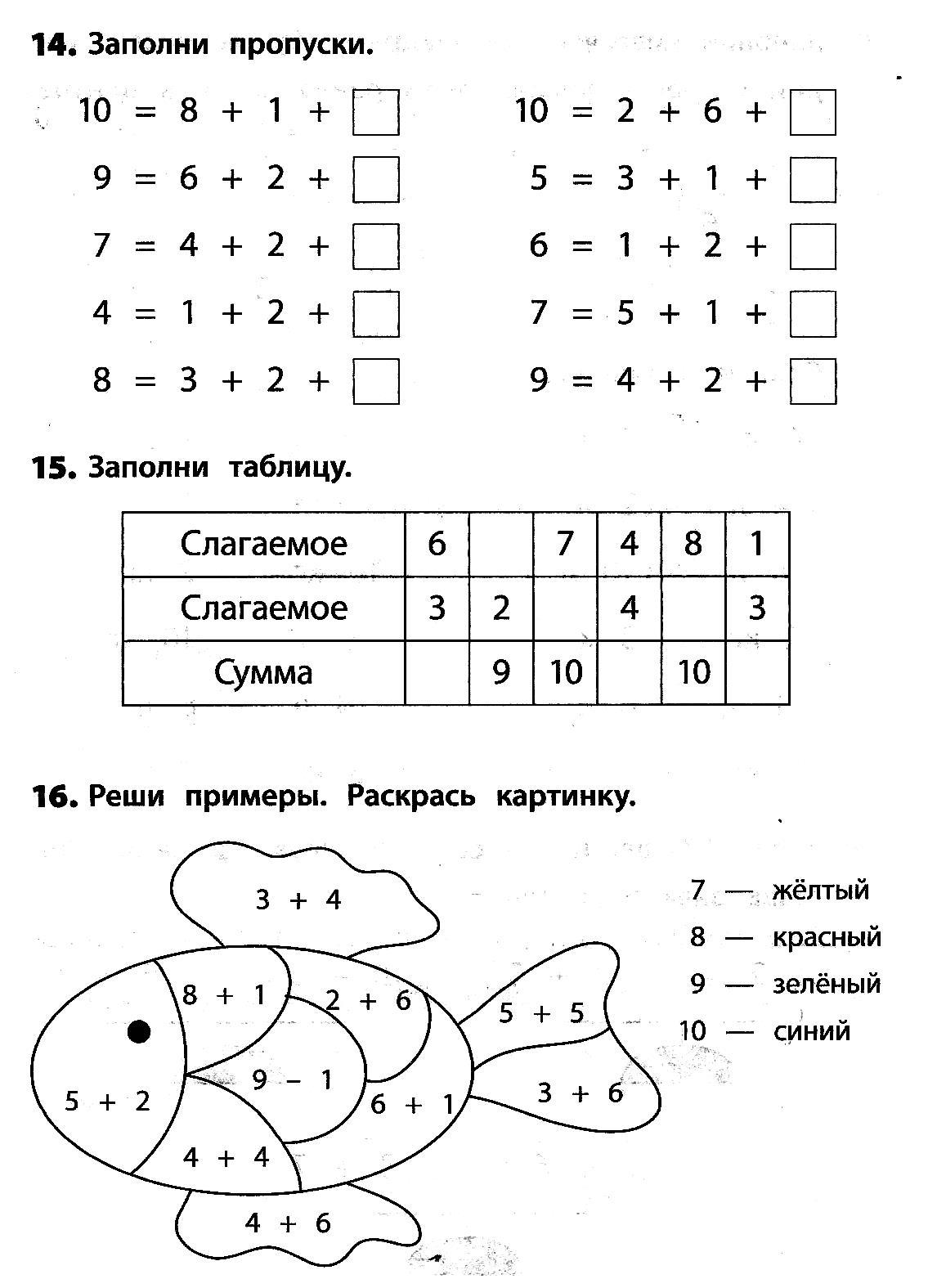 Тренажёр по математике 1 класс.