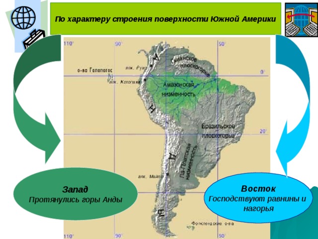 Анды рельеф сформировался на выступах фундамента платформы