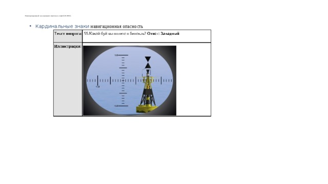   Международной ассоциации маячных служб (МАМС).   Кардинальные знаки навигационная опасность 