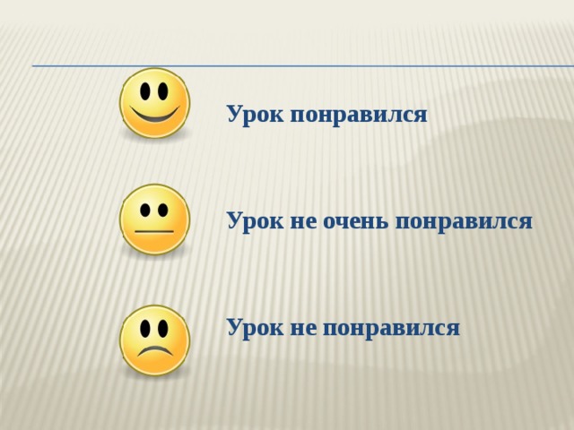 Урок понравился   Урок не очень понравился   Урок не понравился 