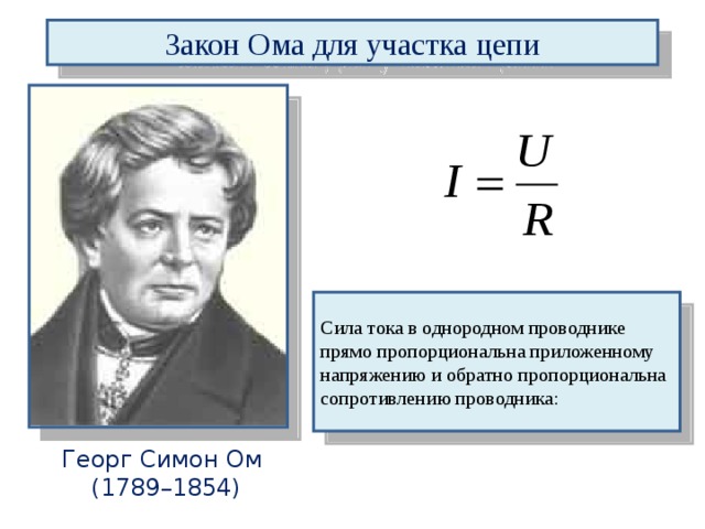 Презентация закон ома для участка цепи