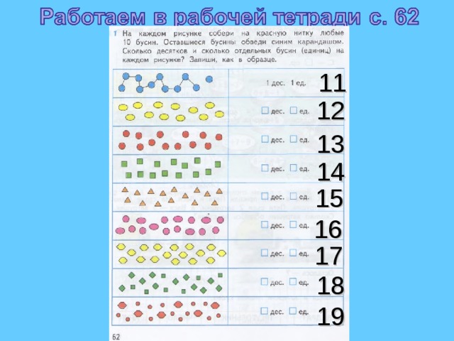 Таблица второго десятка