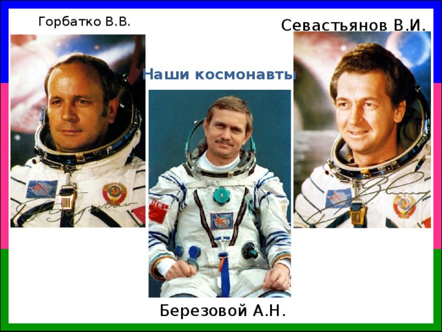 Севастьянов В.И. Горбатко В.В. Наши космонавты Березовой А.Н. 