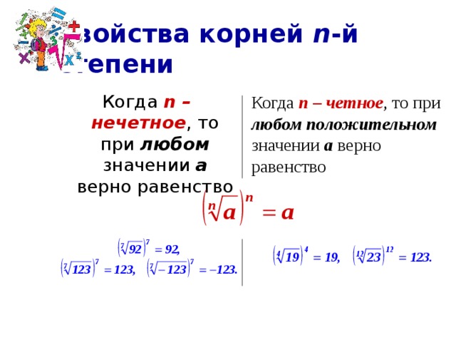 Корень n степени 11 класс