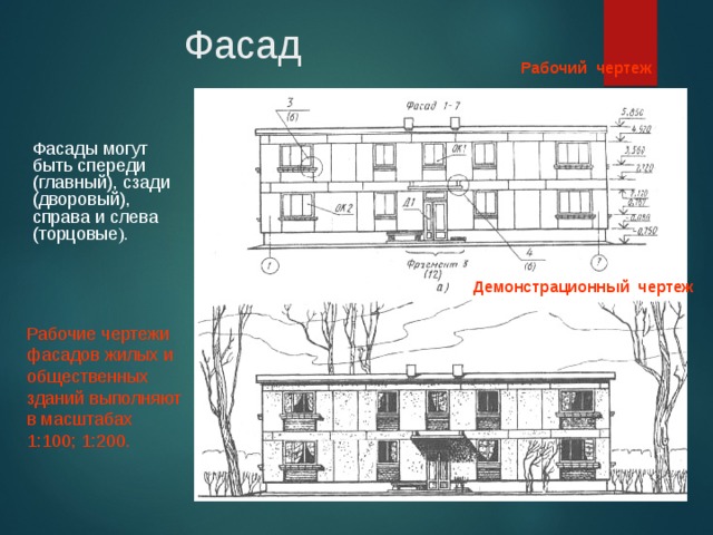 Чертеж фасада кафе