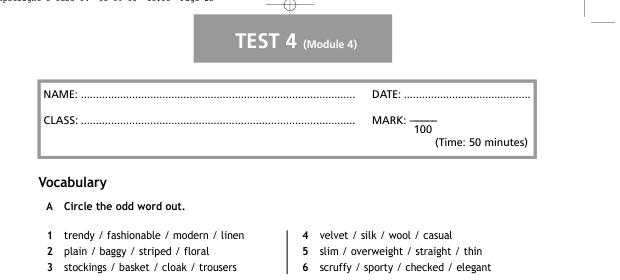 Module test 4 класс