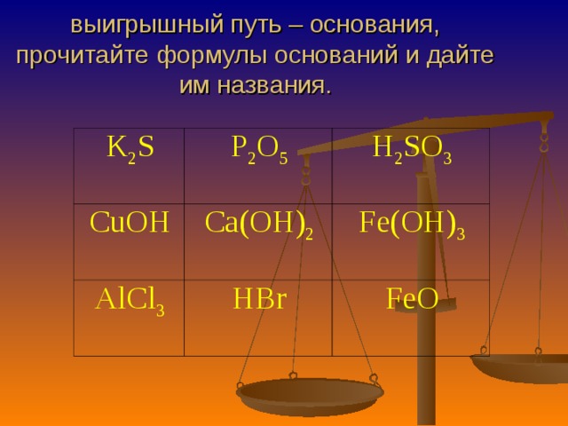 Co oh 2 класс неорганических соединений. Формулы оснований по химии. Дайте название оксидам. Выигрышный путь формулы кислот. Общая формула оснований в химии.