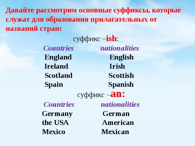 Слова с суффиксом ian. Прилагательные с суффиксом ish. Ish суффикс в английском. Английские прилагательные с суффиксом ish. Образование прилагательные в английском.