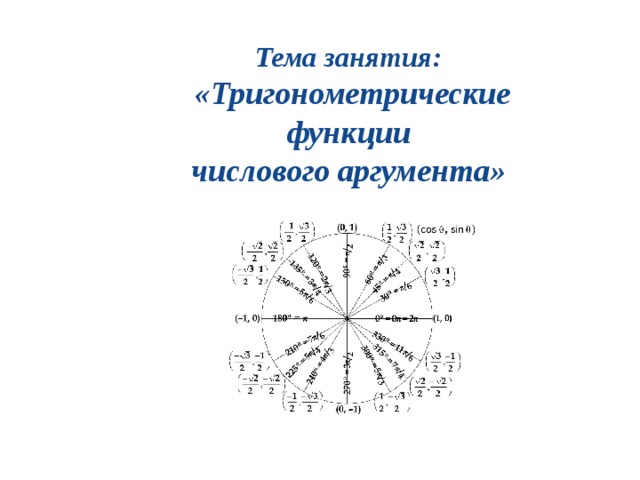 Тригонометрические функции числового аргумента