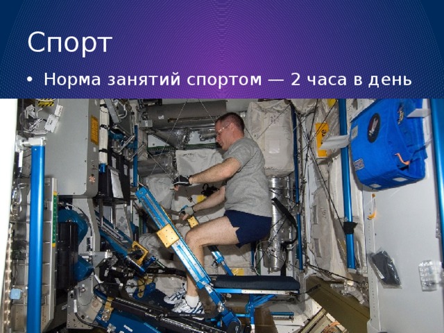 Спорт Норма занятий спортом — 2 часа в день 