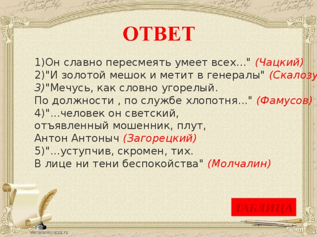 1)Он славно пересмеять умеет всех...