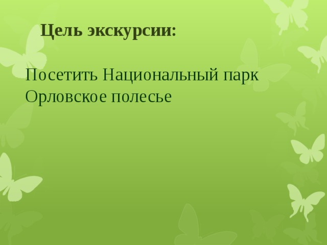 Цель экскурсии: Посетить Национальный парк Орловское полесье 