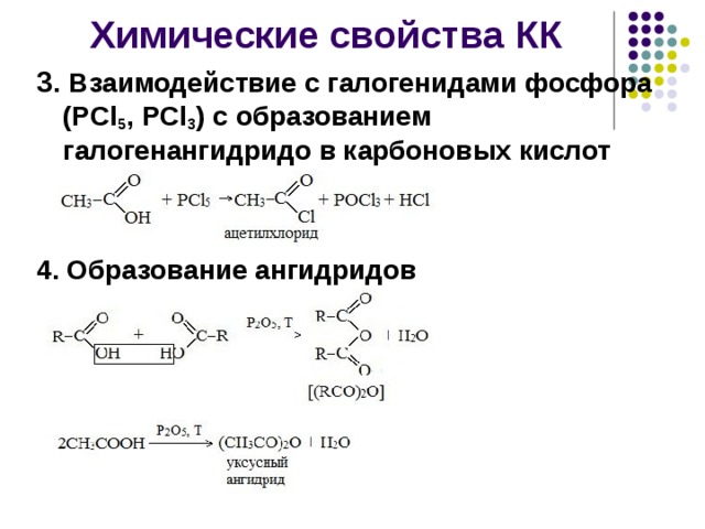 Химические свойства карбоновых кислот схема