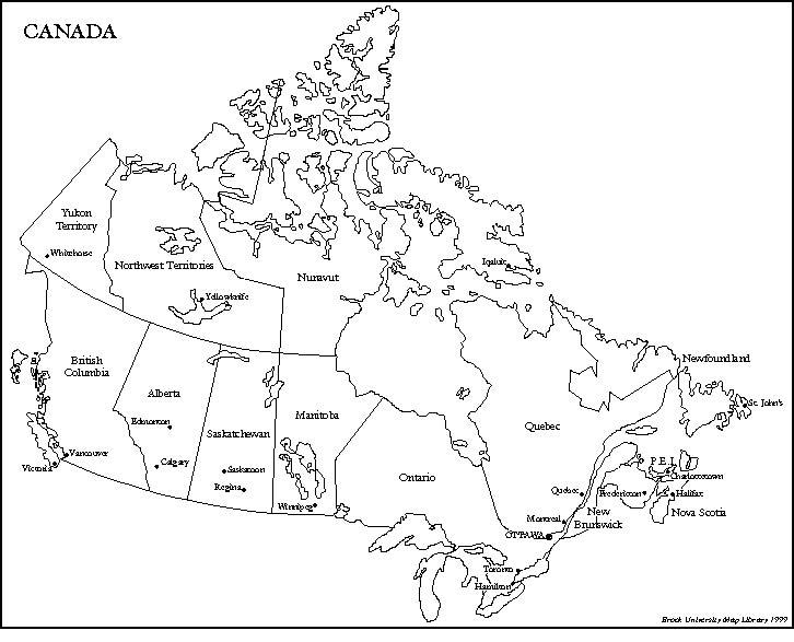 Карта канады распечатать