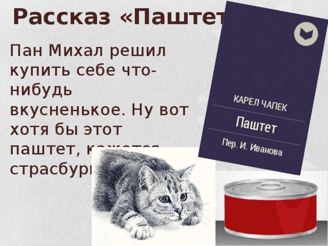 Рассказ «Паштет» Пан Михал решил купить себе что-нибудь вкусненькое. Ну вот хотя бы этот паштет, кажется, страсбургский. 