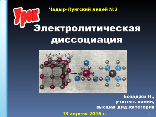 Электролитическая диссоциация презентация