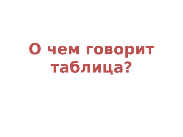 О чем говорит таблица? 