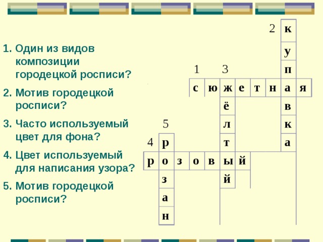 Кроссворд на тему искусство дизайна