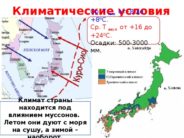 Климатические зоны японии карта