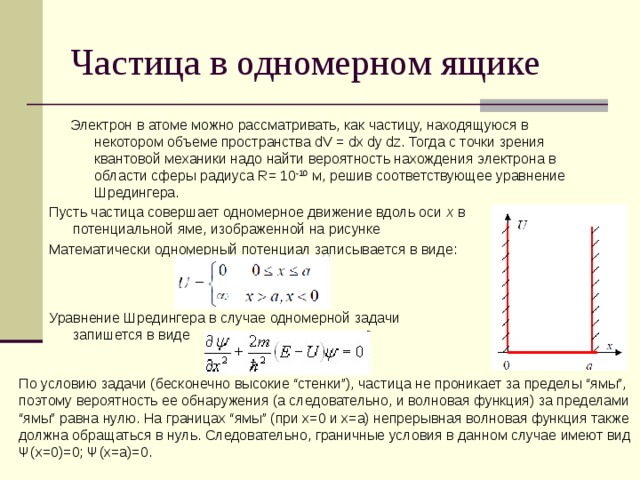 Объем некоторой. Частица в потенциальном ящике. Волновая функция частицы в одномерной потенциальной яме. Частица в одномерном потенциальном ящике. Вероятность обнаружения частицы в потенциальной яме.