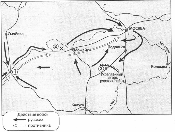 2 сентября русские войска оставили москву и совершили марш маневр позволивший контурная карта