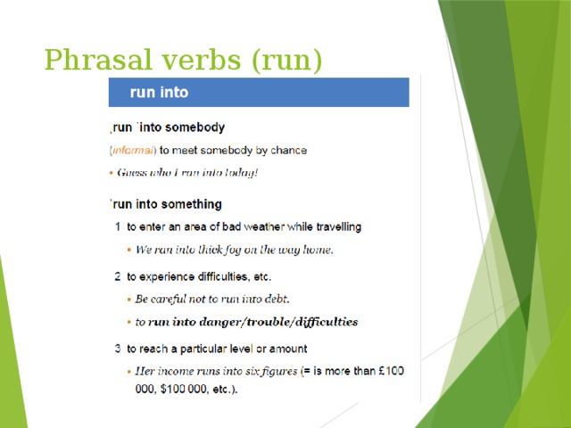 Phrasal verbs (run) 