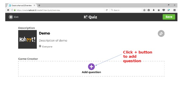 Click + button to add question 