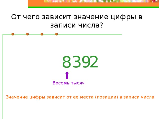 Зависит под цифрой 3. Место цифры в записи числа. Что обозначает цифра 2. Значение цифры в записи числа зависит. Обозначение цифры в записи числа.