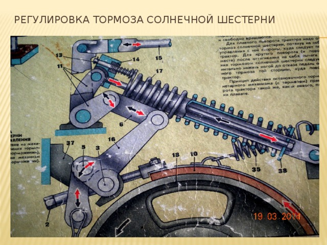 Регулировка тормоза солнечной шестерни 
