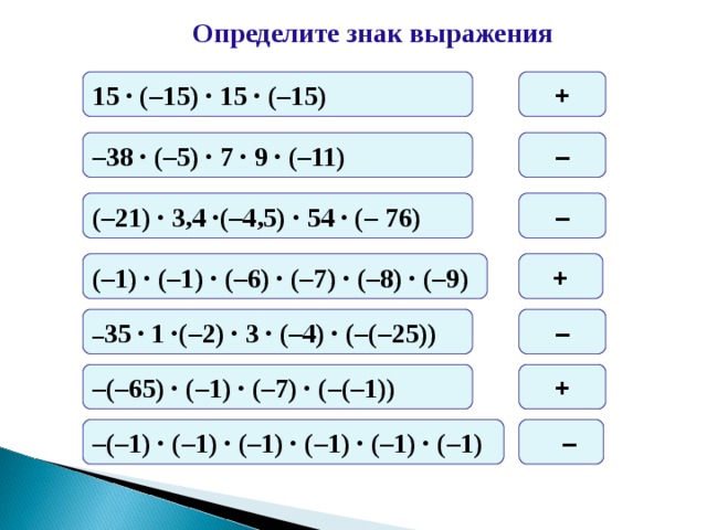 Как находить определенные символы. Определение знака выражения.