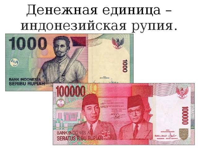 Денежная единица – индонезийская рупия. 