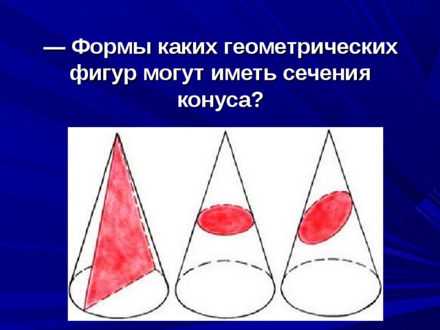Конус, в отличие от цилиндра, имеет (вершину, высоту и радиус основания) . 