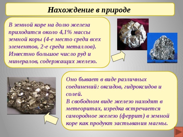 Нахождение металлов в природе схема