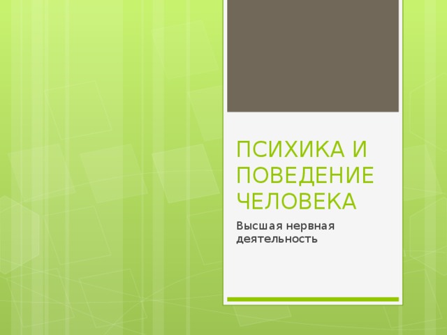 ПСИХИКА И ПОВЕДЕНИЕ ЧЕЛОВЕКА Высшая нервная деятельность 