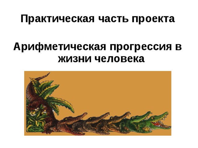 Практическая часть проекта  Арифметическая прогрессия в жизни человека 