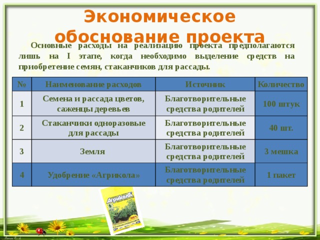 Экономическое обоснование проекта кулинария