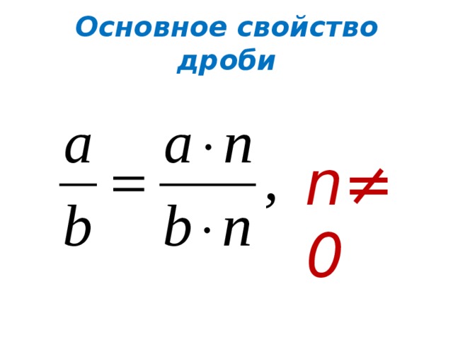 Основное свойство дроби n ≠0 