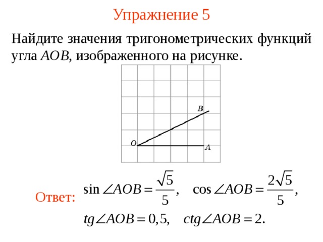 Найдите значение трех других тригонометрических функций если sin a