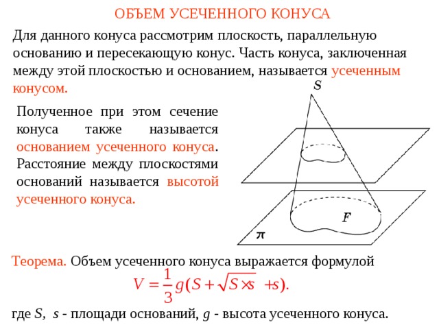 Сечения конуса параллельно основанию