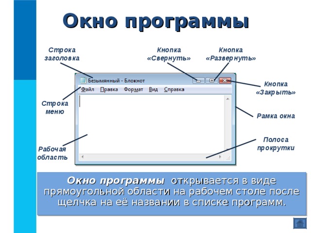 Где расположена строка меню окна windows