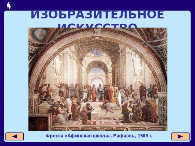 ИЗОБРАЗИТЕЛЬНОЕ ИСКУССТВО Фреска «Афинская школа». Рафаэль, 1509 г. 
