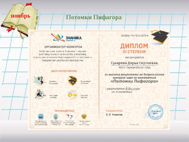 ноябрь   Потомки Пифагора  