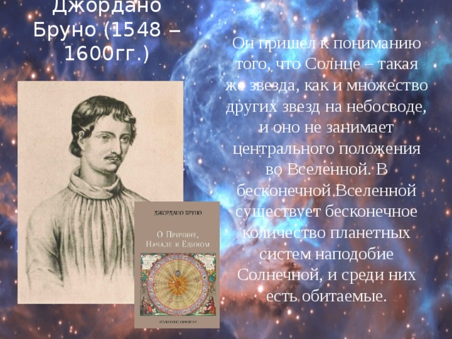 Картина мира разработанная джордано бруно включала в себя
