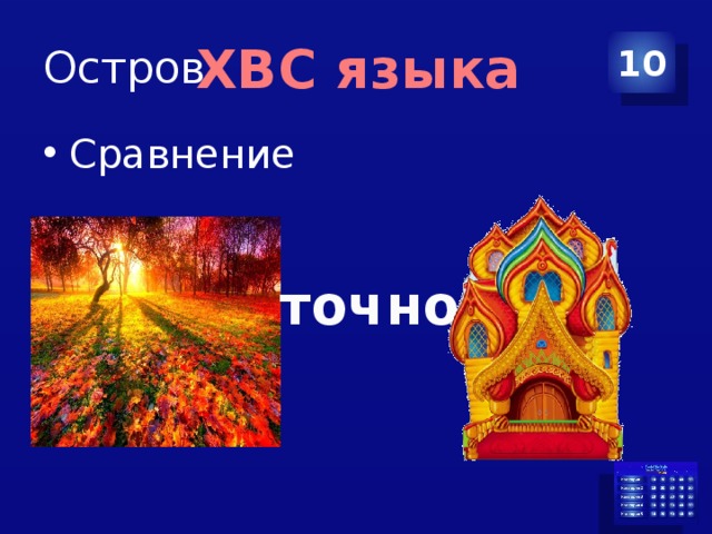 Остров 10 ХВС языка Сравнение точно 