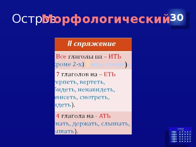 Остров 30 Морфологический ) брить, стелить 